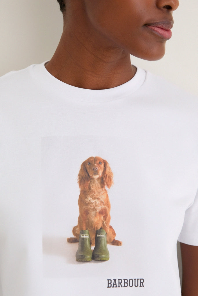 White Barbour Dog Bedale Graphic T-Shirt
