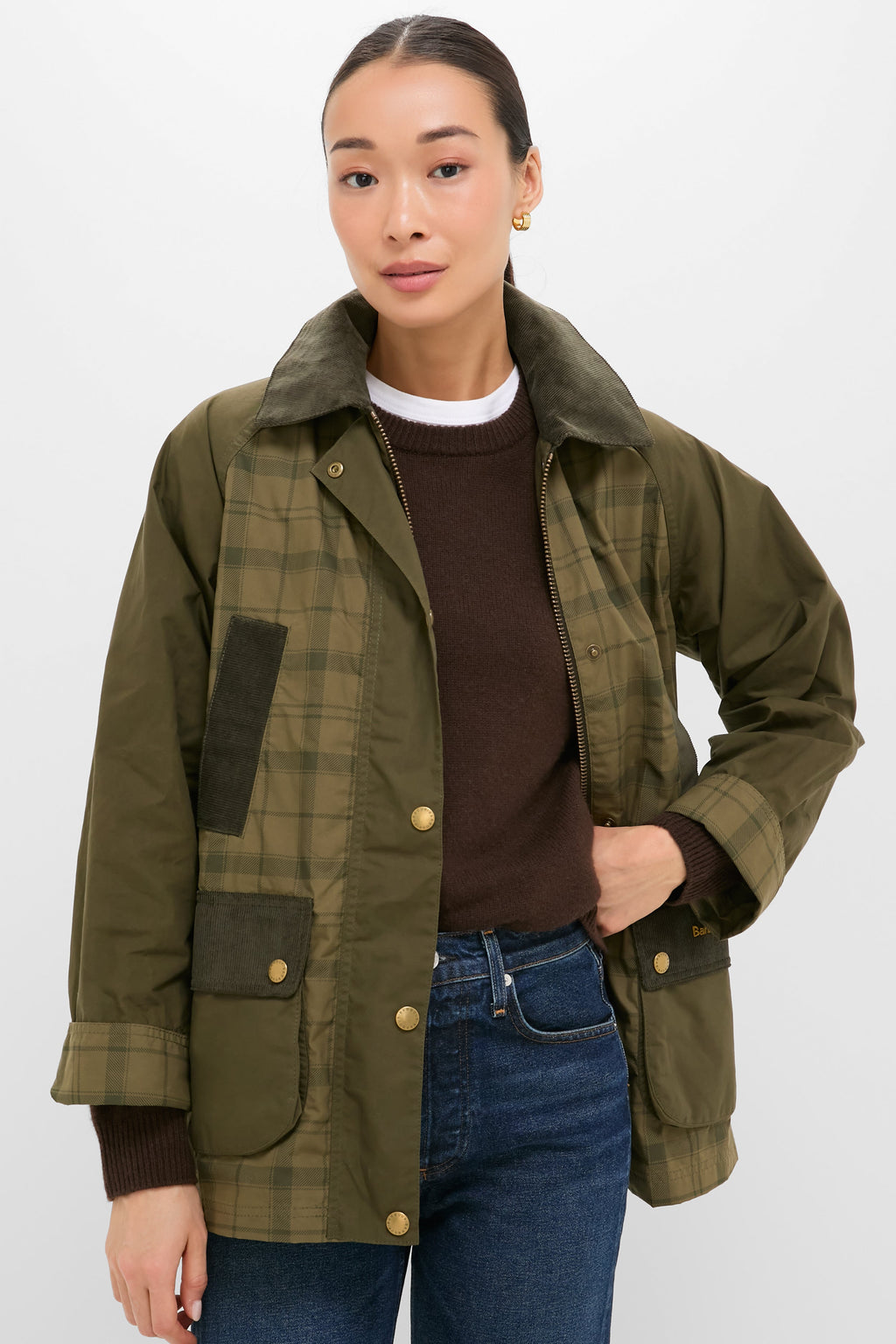 Dusky Green Modern Tartan Beadnell Casual Jacket