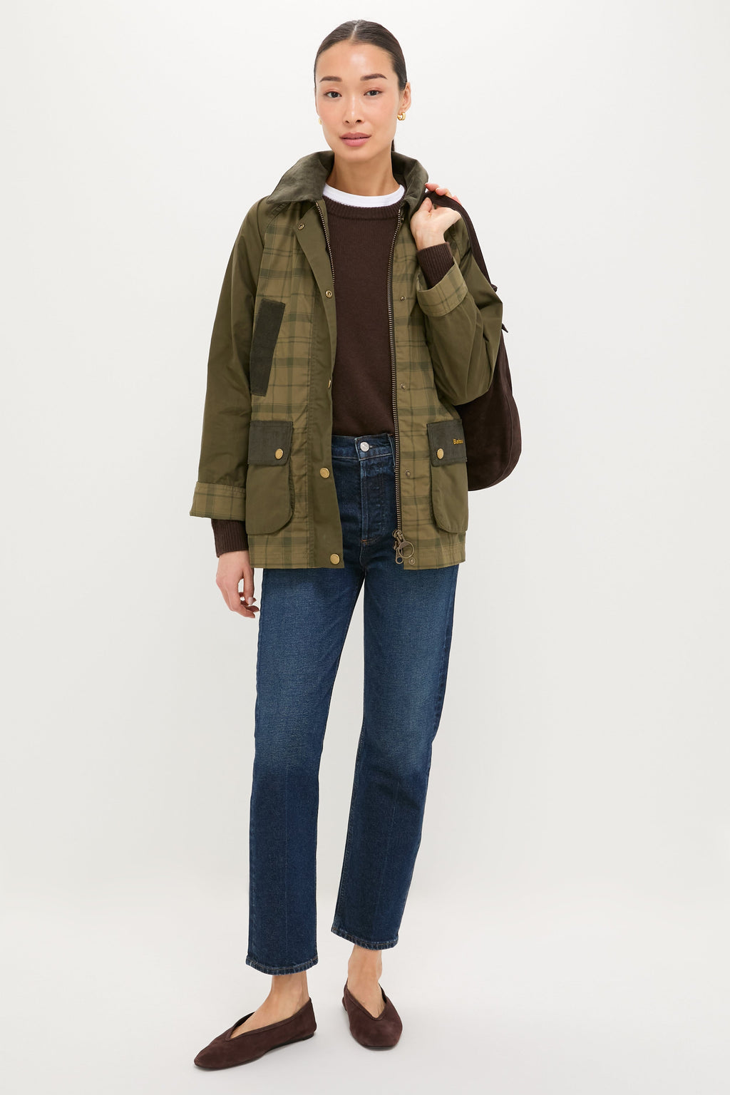 Dusky Green Modern Tartan Beadnell Casual Jacket
