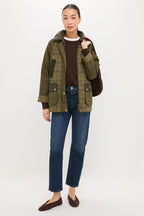 Dusky Green Modern Tartan Beadnell Casual Jacket