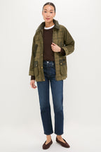 Dusky Green Modern Tartan Beadnell Casual Jacket