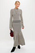 Black and Ivory Striped Maxi Dress