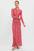 Electric Wave Pink Scarlet Maxi Dress