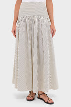 Ivory and Dark Oak Micro Stripe Procida Skirt