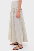 Ivory and Dark Oak Micro Stripe Procida Skirt