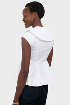 Bright White Stretch Cotton Peter Pan Collar Shirt