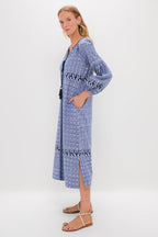Azure Ikat Embroidered Wynne Dress