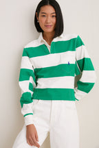 Billiard Green and Deckwash White Vintage Jersey Knit Polo