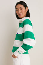 Billiard Green and Deckwash White Vintage Jersey Knit Polo