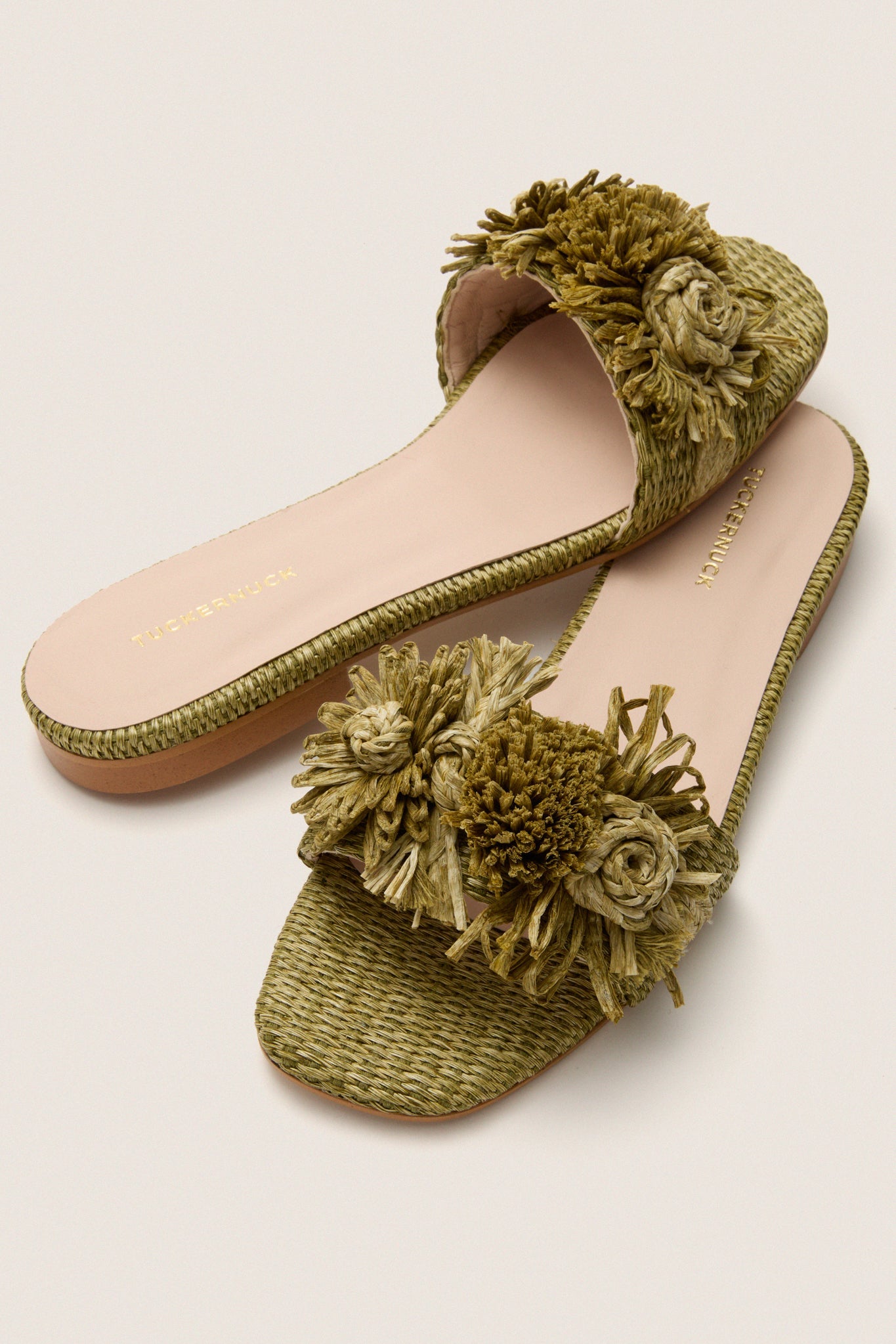 Green Raffia Nicola Sandals