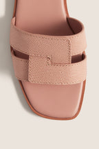 Pink Embossed Leather Muse Sandals