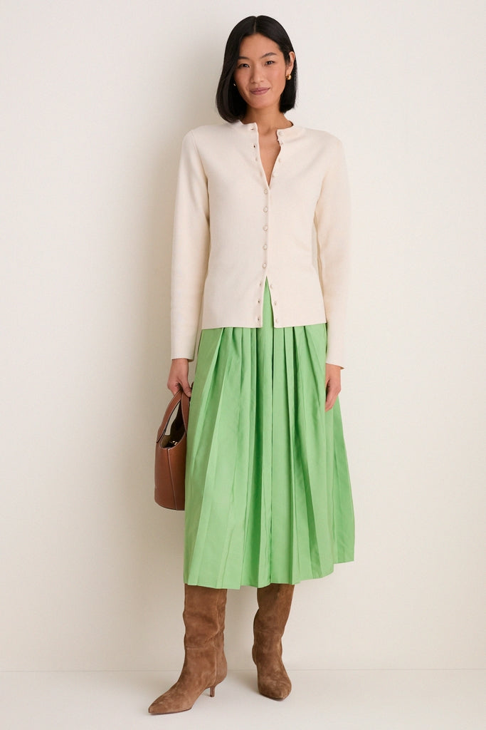 Pistachio Pleated Dixon Midi Skirt