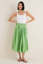 Pistachio Pleated Dixon Midi Skirt