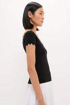 Black Off-the-Shoulder Ric Rac Compression Elliston Shirt