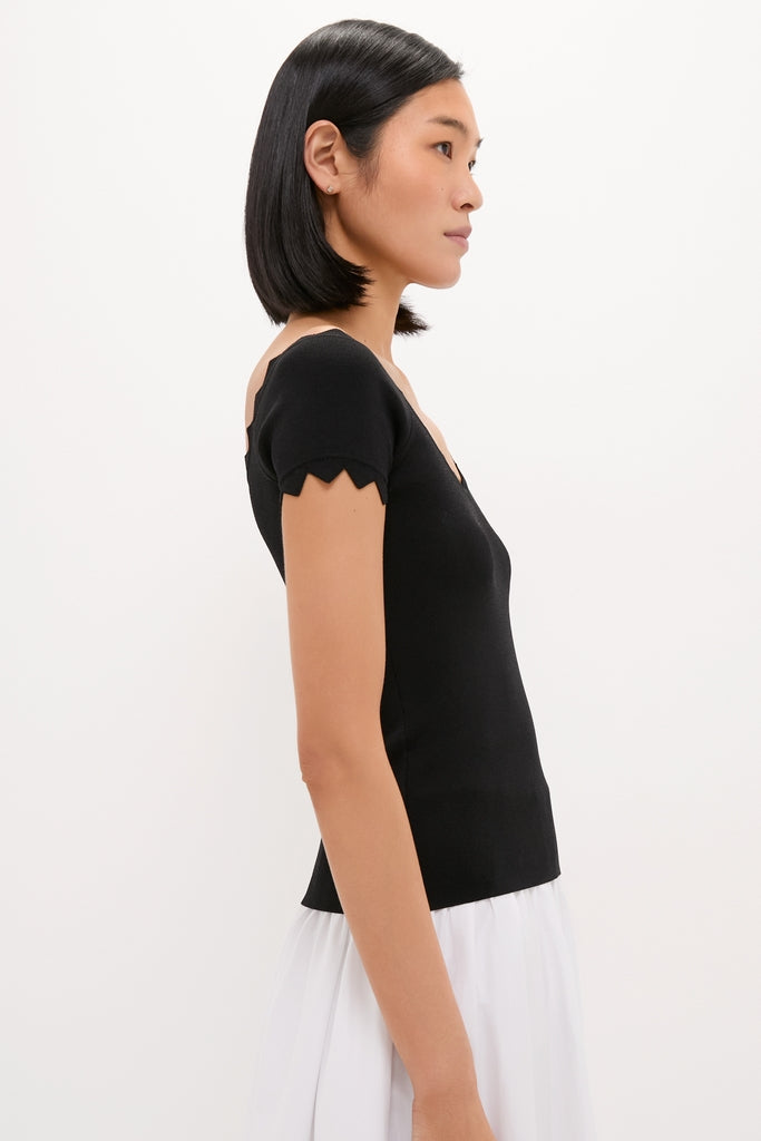 Black Off-the-Shoulder Ric Rac Compression Elliston Shirt