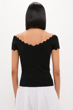 Black Off-the-Shoulder Ric Rac Compression Elliston Shirt
