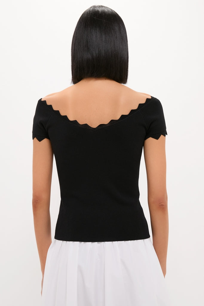 Black Off-the-Shoulder Ric Rac Compression Elliston Shirt