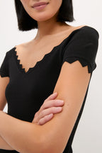 Black Off-the-Shoulder Ric Rac Compression Elliston Shirt