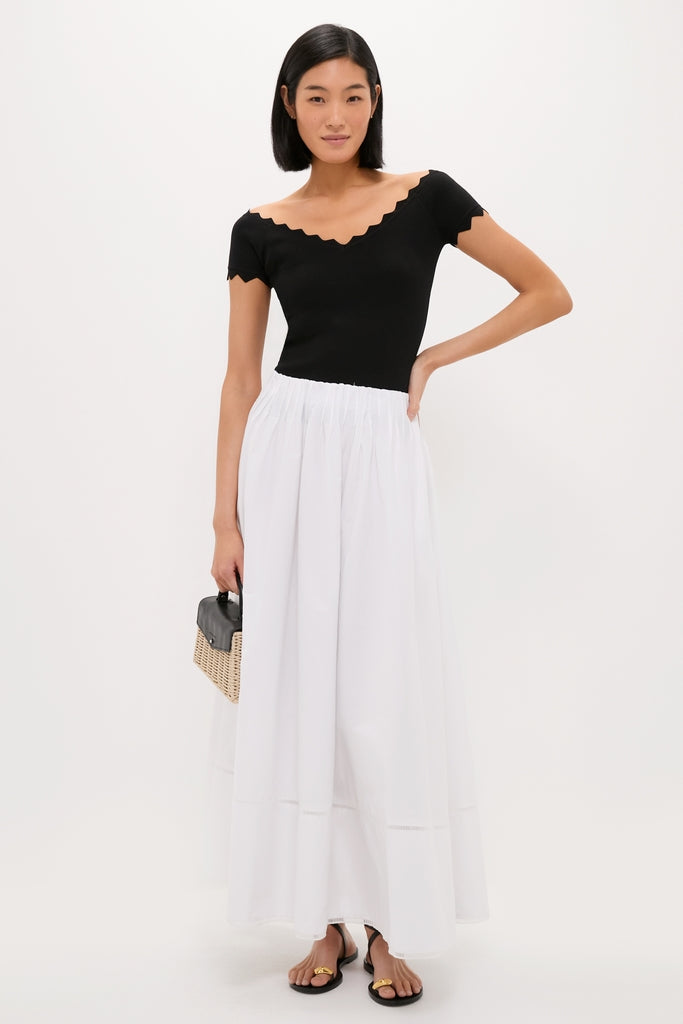 Black Off-the-Shoulder Ric Rac Compression Elliston Shirt