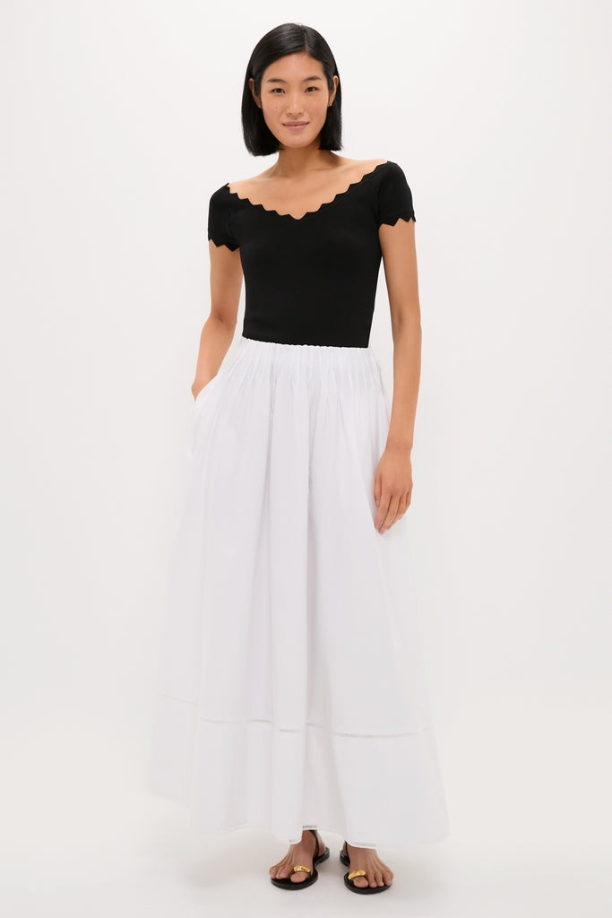 Black Off-the-Shoulder Ric Rac Compression Elliston Shirt