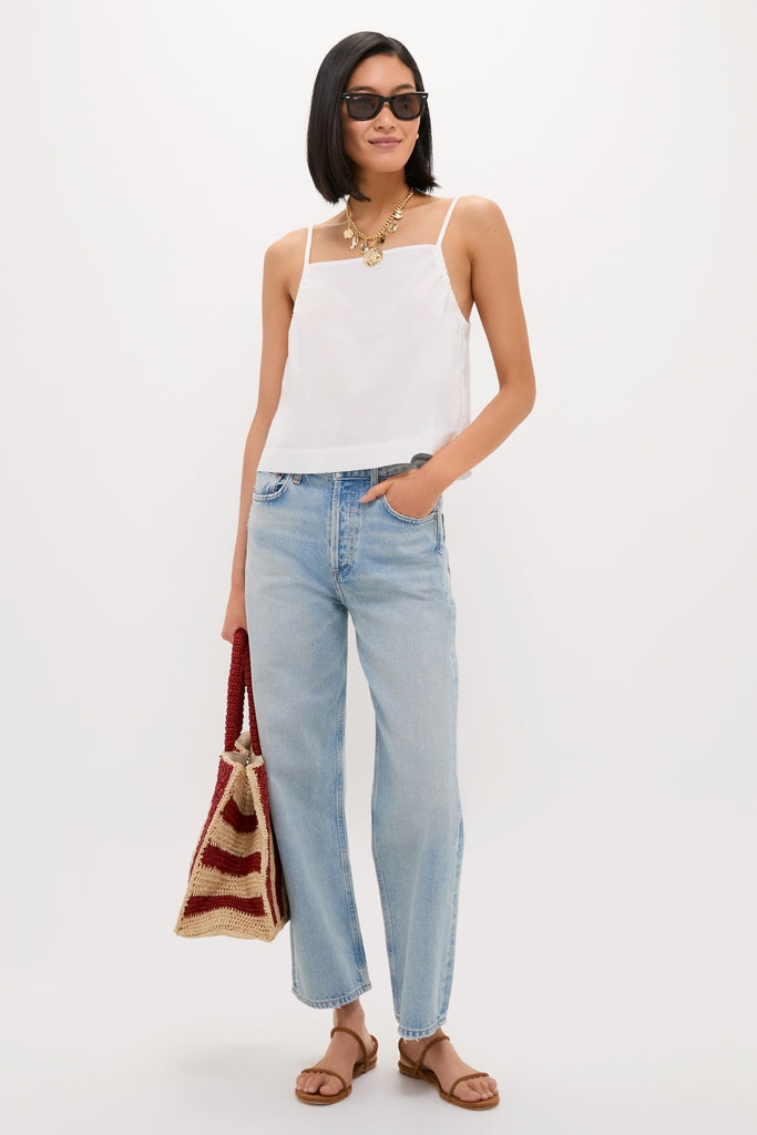 White Cotton Poplin Mandi Top