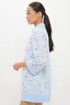 Blue Floral Lace Collier Dress