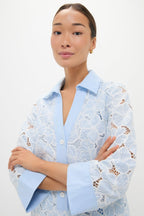 Blue Floral Lace Collier Dress