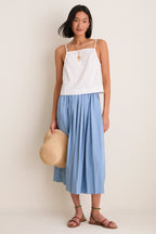 Blue Fog Pleated Dixon Midi Skirt
