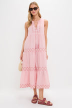 Conch Pink Geometric Embroidered Salty Paloma Caftan