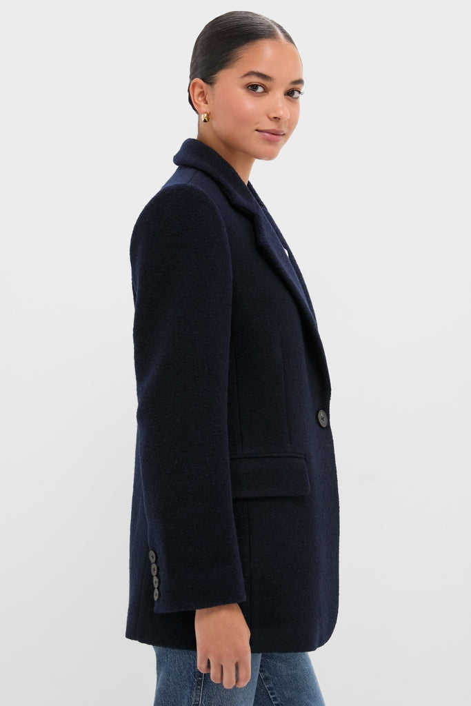 Navy Boucle Leo Blazer
