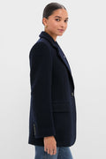 Navy Boucle Leo Blazer