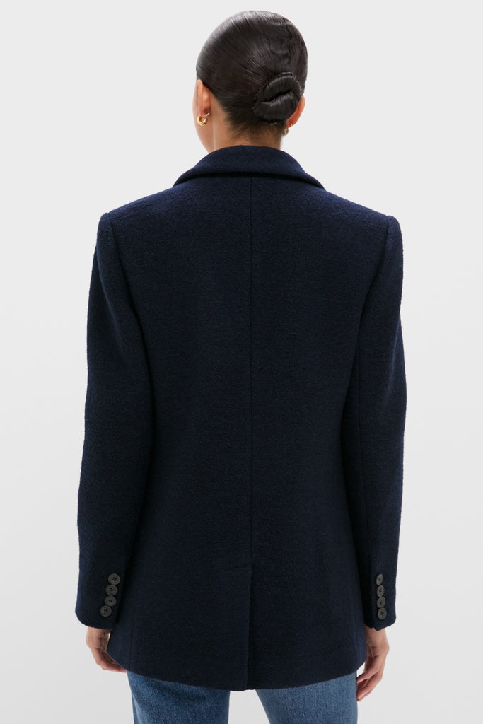 Navy Boucle Leo Blazer