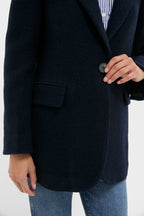 Navy Boucle Leo Blazer