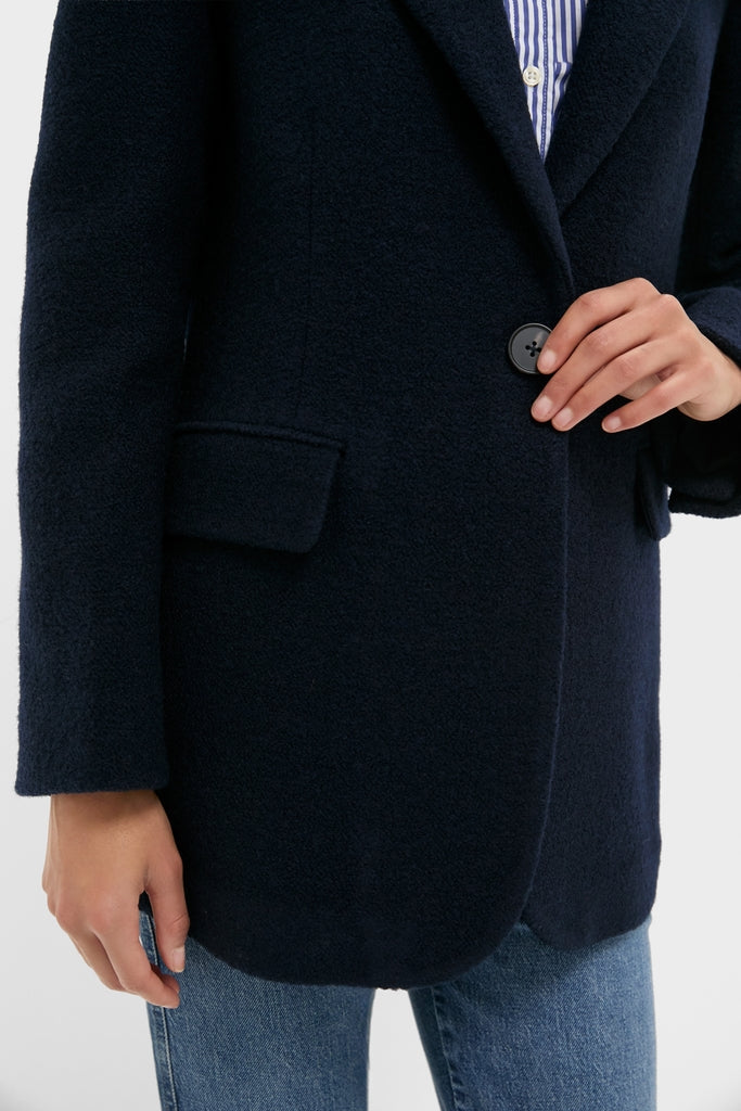 Navy Boucle Leo Blazer