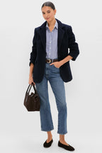 Navy Boucle Leo Blazer