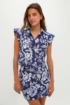 Navy Multi Floral Cropped Charlie Shirt