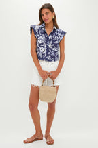 Navy Multi Floral Cropped Charlie Shirt