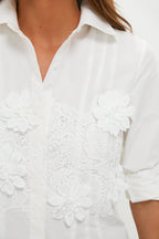 White with Floral Applique Avery Mini Dress