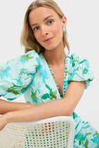 Shades of Blue Floral Marcy Midi Dress