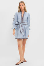 Chambray Embroidered Dowling Mini Dress