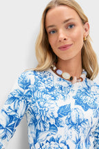 Blue Floral Jersey Pemberton Midi Dress