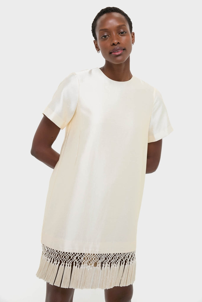 Ivory Dupioni Tassel Downing Dress