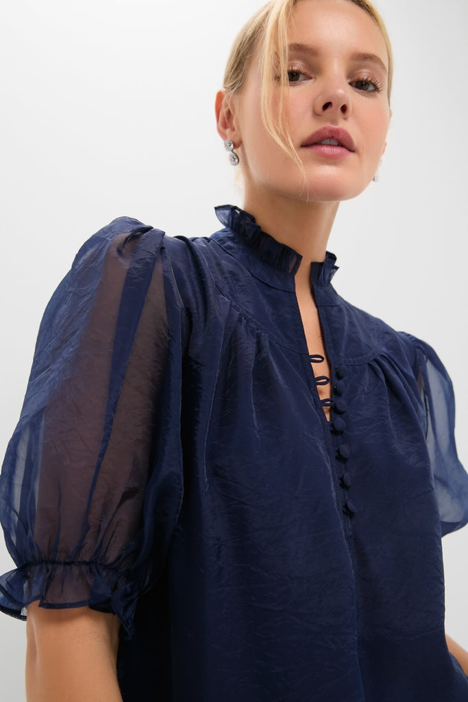 Navy Chiffon Selena Maxi Dress