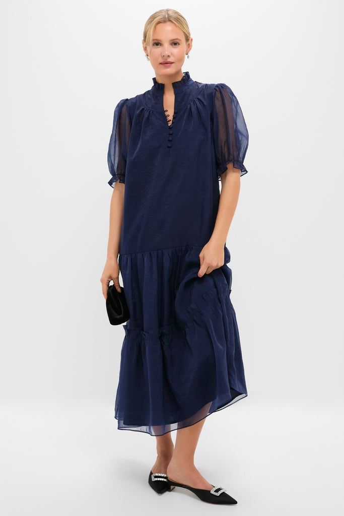 Navy Chiffon Selena Maxi Dress