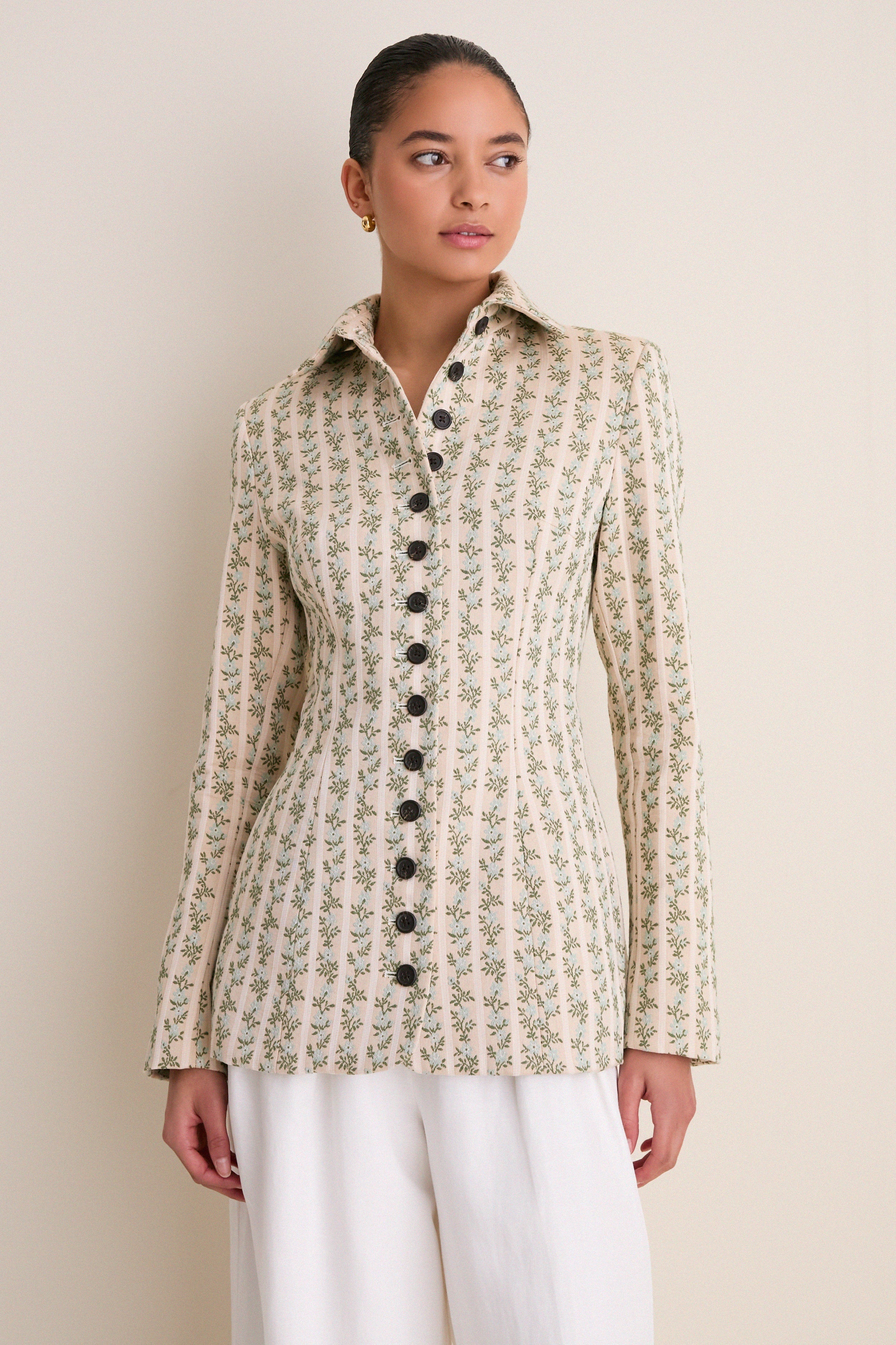 Cream Row Row Row Your Buttons Blazer