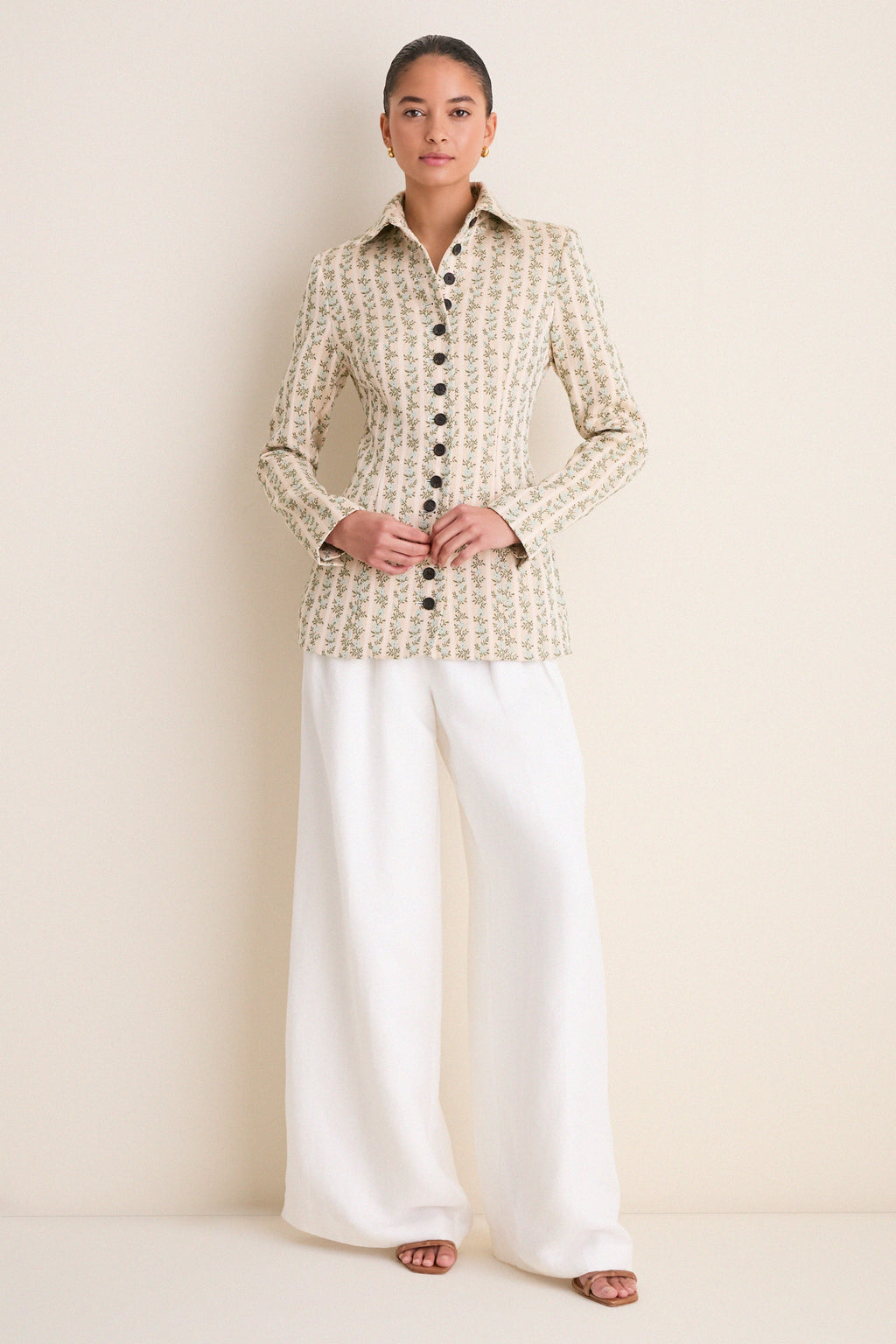 Cream Row Row Row Your Buttons Blazer