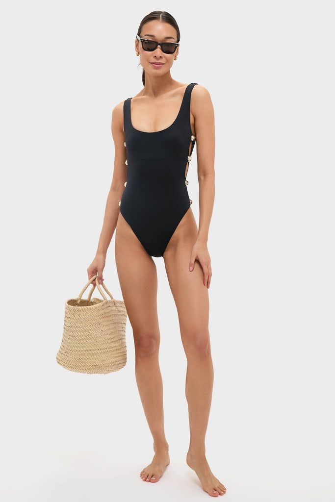Black Mona Scoop Neck One Piece