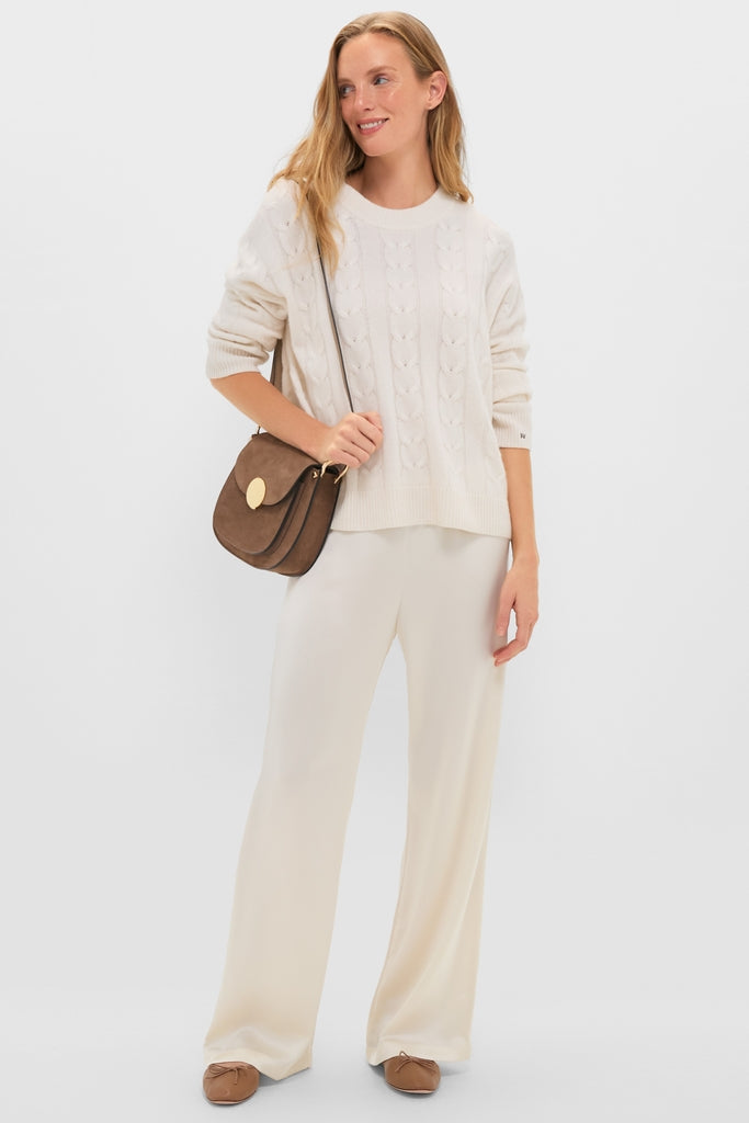 Ivory Cashmere Cable Knit Eloise Sweater