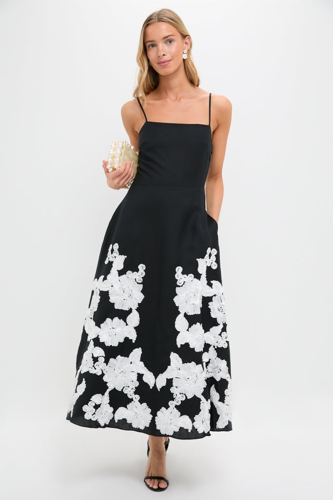 Black Multi Annabella Midi Dress