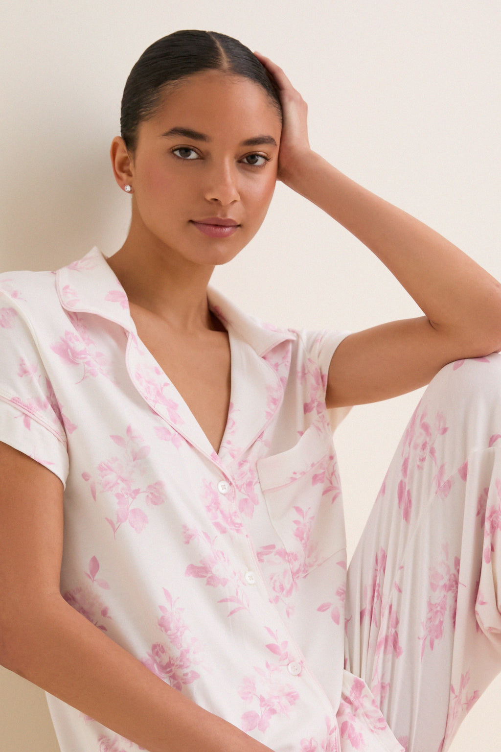 Rose Garden Pink Gisele Printed Cropped PJ Set
